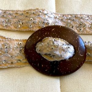 Embroidered fabric belt with buckle